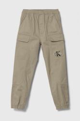 Calvin Klein pantaloni copii culoarea maro, neted PPYH-SPB003_84X