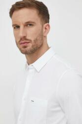 Calvin Klein cămașă din bumbac bărbați, culoarea alb, cu guler clasic, slim K10K110858 PPYH-KDM039_00X