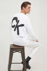 Calvin Klein bluză bărbați, culoarea alb, cu imprimeu J30J324625 PPYH-BLM055_00X
