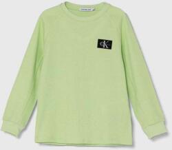 Calvin Klein longsleeve din bumbac pentru copii culoarea verde, neted PPYH-BUB003_70X
