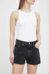 Tommy Jeans pantaloni scurți femei, culoarea negru, uni, high waist DW0DW17633 PPYH-SZD0JM_99J