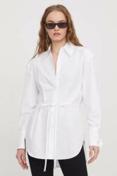 HUGO BOSS cămașă din bumbac femei, culoarea alb, cu guler clasic, relaxed 50513277 PPYH-BDD00N_00X