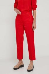 Tommy Hilfiger pantaloni femei, culoarea roșu, drept, high waist WW0WW40504 PPYH-SPD004_33X