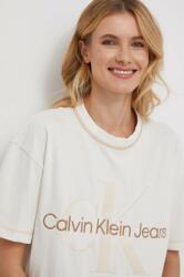 Calvin Klein Jeans tricou din bumbac femei, culoarea bej PPYH-TSD05N_01X