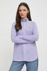 Ralph Lauren cămașă din bumbac femei, culoarea violet, cu guler clasic, regular 211924258 99KK-KDD06G_44X