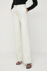 Boss pantaloni de piele femei, culoarea bej, drept, high waist 50516959 PPYH-SPD01B_01X