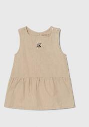 Calvin Klein Jeans rochie cu amestec de in pentru copii culoarea bej, mini, drept PPYH-SUG0JA_12X
