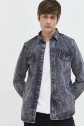 HUGO BOSS cămașă jeans bărbați, culoarea gri, cu guler clasic, regular 50508625 PPYH-KDM009_09A