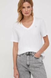 Calvin Klein Jeans tricou din bumbac femei, culoarea alb J20J222560 PPYH-TSD04K_00X