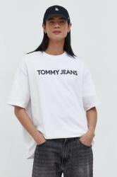 Tommy Jeans tricou din bumbac bărbați, culoarea alb, cu imprimeu DM0DM18267 PPYH-TSM036_00A