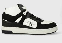 Calvin Klein Jeans sneakers din piele BASKET CUPSOLE MID LTH ML FAD culoarea negru, YM0YM00883 PPYH-OBM0JS_99A