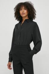 Calvin Klein cămașă femei, culoarea negru, cu guler clasic, relaxed K20K206777 PPYH-KDD01I_99X