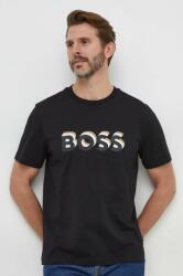 Boss tricou din bumbac bărbați, culoarea negru, cu imprimeu 50506923 PPYH-TSM019_99X