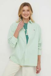 Ralph Lauren cămașă din bumbac femei, culoarea verde, cu guler clasic, relaxed 211931064 PPYH-KDD02E_77X