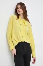 HUGO BOSS cămașă de mătase culoarea galben, cu un decolteu legat, regular 50505934 PPYH-BDD00W_10X