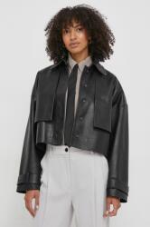 Calvin Klein geacă de piele femei, culoarea negru, de tranziție K20K206312 PPYH-KUD024_99X