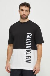 Calvin Klein tricou de plajă din bumbac culoarea negru, cu imprimeu KM0KM00999 PPYH-TSM18K_99X