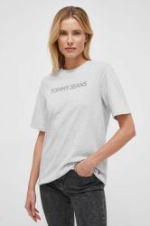 Tommy Jeans tricou din bumbac femei, culoarea gri DW0DW17363 PPYH-TSD047_90X