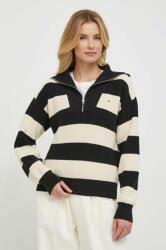 Tommy Hilfiger pulover de bumbac culoarea negru, călduros, cu guler WW0WW42420 PPYH-SWD009_99A
