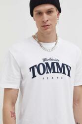 Tommy Jeans tricou din bumbac bărbați, culoarea alb, cu imprimeu DM0DM18274 PPYH-TSM039_00A