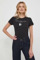 Calvin Klein Jeans tricou din bumbac femei, culoarea negru J20J222645 PPYH-TSD04W_99X
