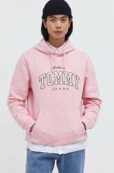 Tommy Hilfiger hanorac de bumbac bărbați, culoarea roz, cu glugă, imprimeu DM0DM18401 PPYH-BLM02M_42X