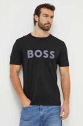 Boss Green tricou din bumbac bărbați, culoarea negru, cu imprimeu 50506344 PPYH-TSM00J_99X