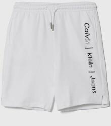 Calvin Klein Jeans pantaloni scurți din bumbac pentru copii culoarea alb, talie reglabila PPYH-SZB0B4_00X