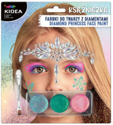 Kidea - Arcfestékek PRINCESS - 3 szín + ecset és gyémánt (készlet)