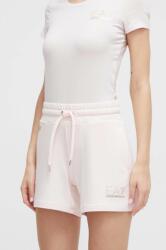 EA7 Emporio Armani pantaloni scurti femei, culoarea roz, cu imprimeu, high waist PPYH-SZD05C_39X