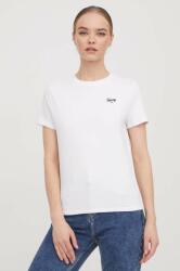 Tommy Jeans tricou din bumbac femei, culoarea alb DW0DW17367 PPYH-TSD04A_00X
