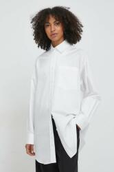 Calvin Klein cămașă din bumbac femei, culoarea alb, cu guler clasic, relaxed K20K206811 PPYH-KDD01J_00X