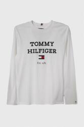 Tommy Hilfiger longsleeve din bumbac pentru copii culoarea alb, cu imprimeu PPYH-BUB00I_00X