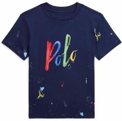 Ralph Lauren tricou de bumbac pentru copii culoarea albastru marin, cu imprimeu PPYH-TSK00B_59X