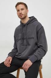 Calvin Klein hanorac de bumbac bărbați, culoarea gri, cu glugă, imprimeu J30J324623 PPYH-BLM053_90X