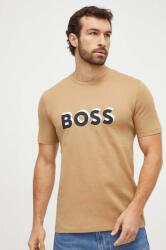 Boss tricou din bumbac bărbați, culoarea bej, cu imprimeu 50506923 PPYH-TSM019_80X