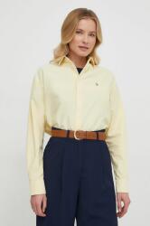 Ralph Lauren cămașă din bumbac femei, culoarea galben, cu guler clasic, relaxed 211931064 PPYH-KDD02E_11X