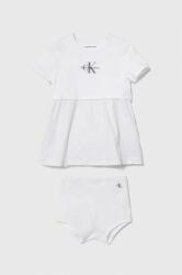 Calvin Klein Jeans rochie bebe culoarea alb, mini, drept PPYH-SUG0J9_00X