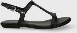 Tommy Hilfiger sandale de piele TH FLAT SANDAL femei, culoarea negru, FW0FW07930 PPYH-OBD1HL_99X