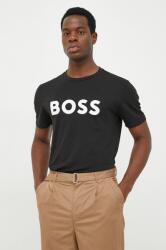 Boss Orange BOSS tricou din bumbac CASUAL bărbați, culoarea negru, cu imprimeu 50481923 9BYY-TSM0B3_99A