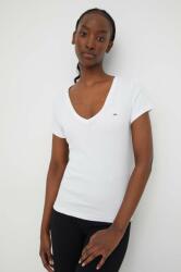 Tommy Jeans tricou femei, culoarea alb DW0DW17385 PPYH-TSD03B_00X