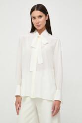 HUGO BOSS cămașă de mătase culoarea alb, cu un decolteu legat, regular 50505934 PPYH-BDD00W_00X