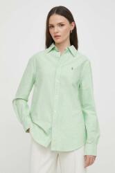 Ralph Lauren cămașă din bumbac femei, culoarea verde, cu guler clasic, relaxed 211932521 PPYH-KDD02F_77X