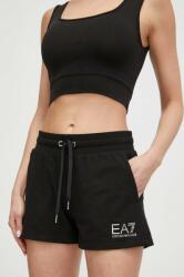 EA7 Emporio Armani pantaloni scurti femei, culoarea negru, cu imprimeu, medium waist PPYH-SZD0CS_99X