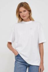 Calvin Klein Jeans tricou din bumbac femei, culoarea alb J20J222568 PPYH-TSD04N_00X