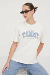 Tommy Jeans tricou din bumbac femei, culoarea bej DW0DW17375 PPYH-TSD03F_01X