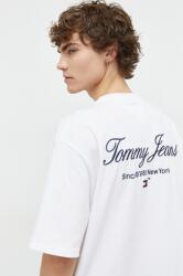 Tommy Jeans tricou din bumbac bărbați, culoarea alb, cu imprimeu DM0DM18273 PPYH-TSM038_00A