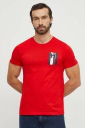 Tommy Hilfiger tricou din bumbac bărbați, culoarea roșu, cu imprimeu MW0MW33687 PPYH-TSM03O_33X