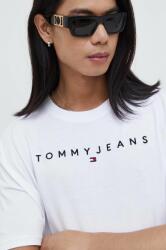 Tommy Jeans tricou din bumbac bărbați, culoarea alb, cu imprimeu DM0DM17993 PPYH-TSM030_00A