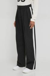 Tommy Hilfiger pantaloni femei, culoarea negru, lat, high waist PPYH-SPD005_99A